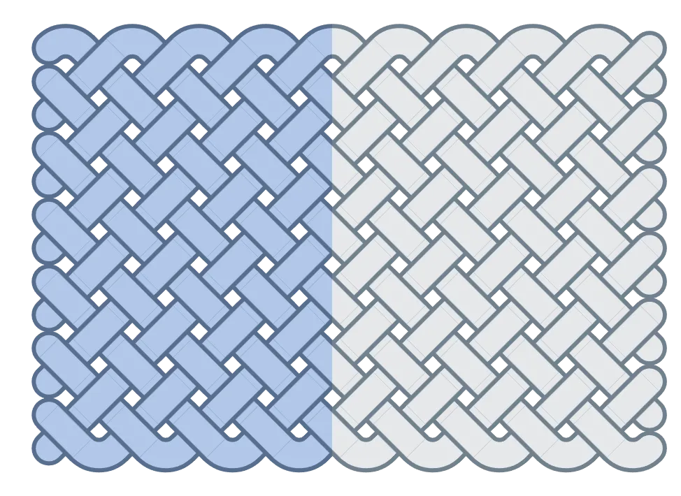 A 9B 13P Turks Head knot highlighting parts.