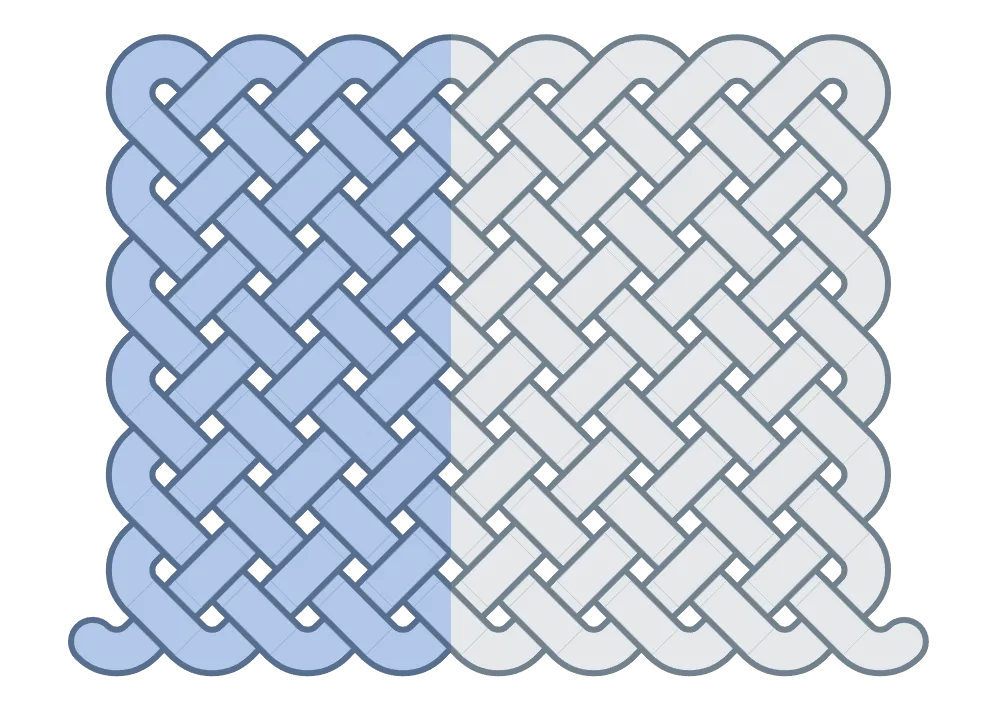 A 13 part mat knot highlighting parts.