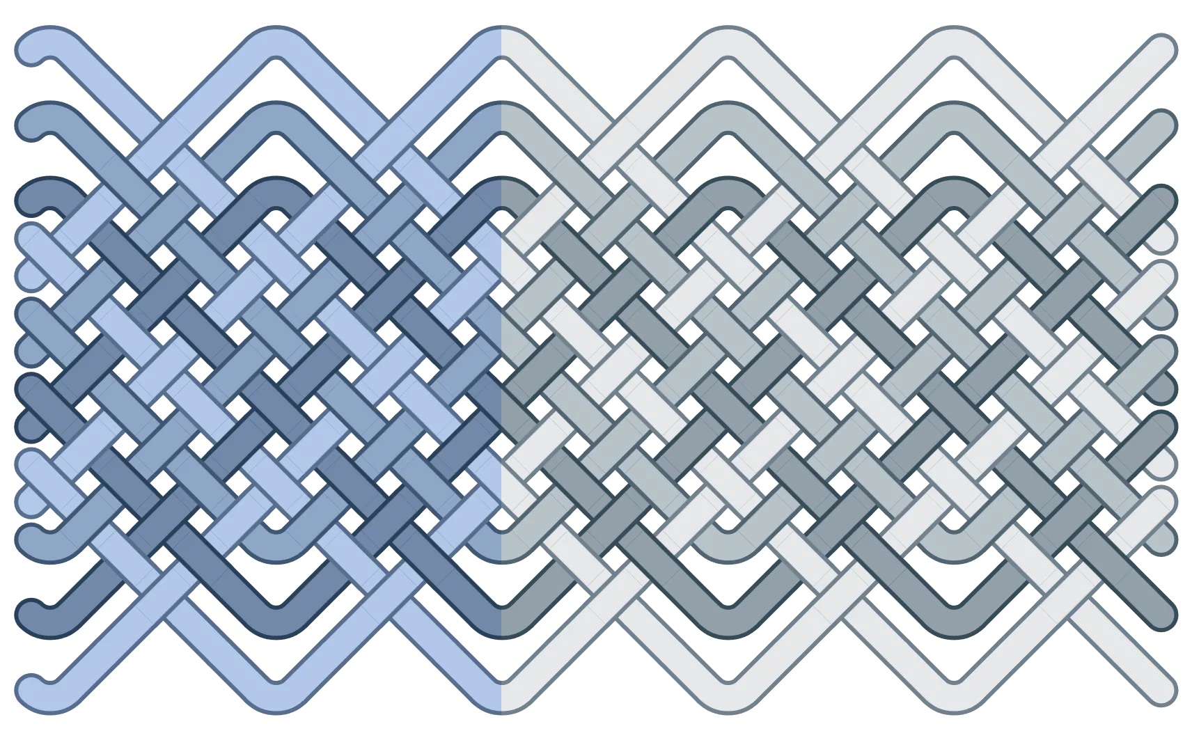 A 14 part nested knot highlighting parts